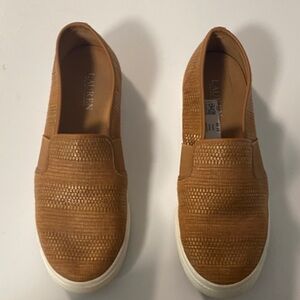 Lauren Ralph Lauren Tan Leather Slip-On Shoes